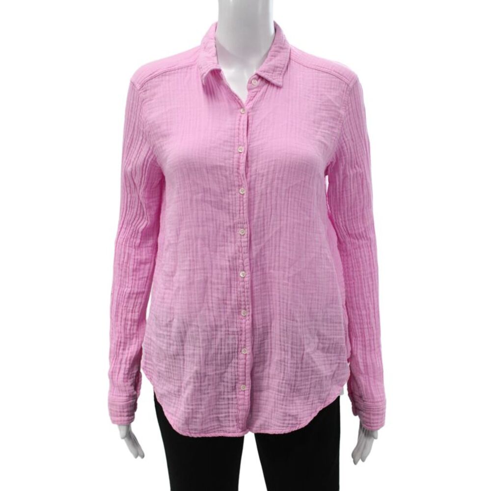 Xirena Womens Pink Cotton Collared Long Sleeve Button-Up Top Size XS